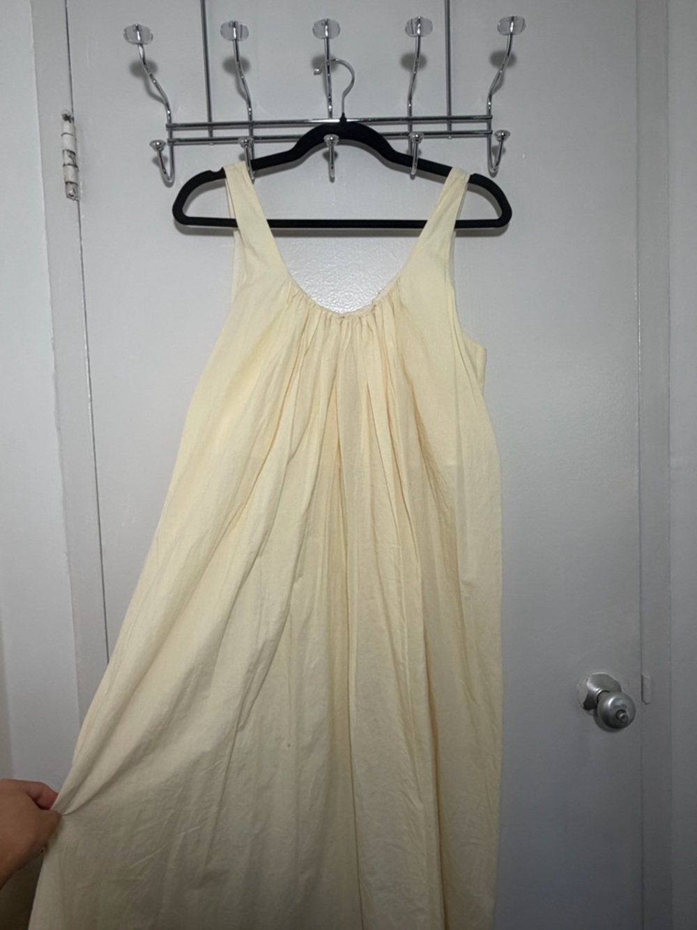 100% Cotton Light Cream Butter Yellow Sleeveless Maxi Dress